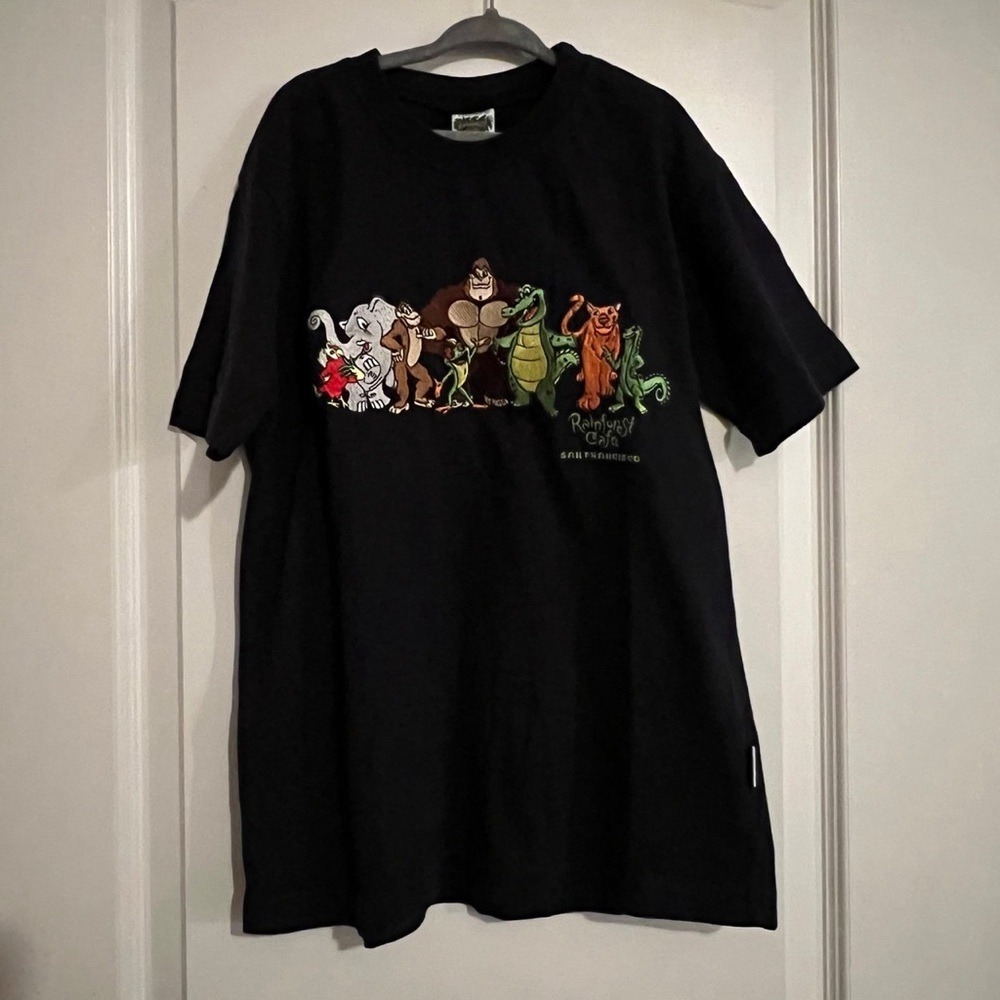 Rainforest Cafe San Francisco Kids Embroidered Wild Bunch T-Shirt Black Size 8 M